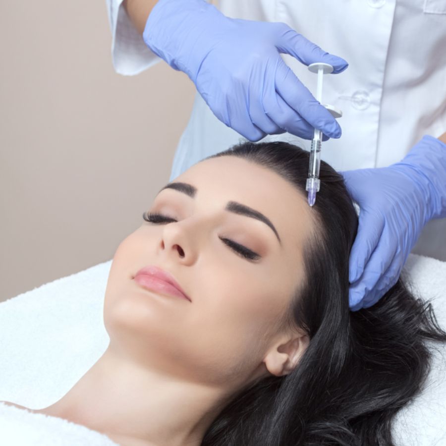 Woman undergoing Mesotherapy Treatment at Glam Aesthetics beauty clinic, Hyderabad