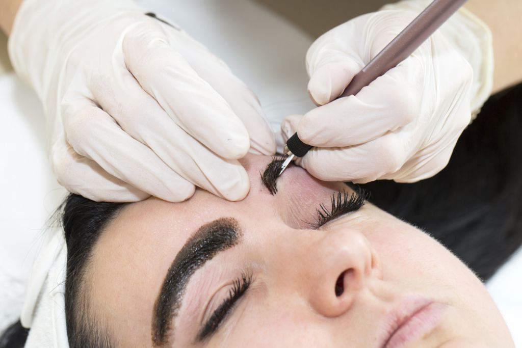 Woman undergoing Eyebrow Correction Treatment at Glam Aesthetics beauty clinic, Hyderabad
